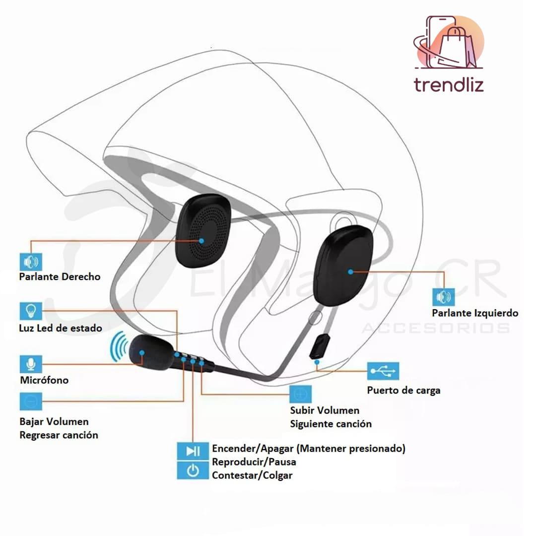 Audífonos Para Casco De Motos Bluetooth